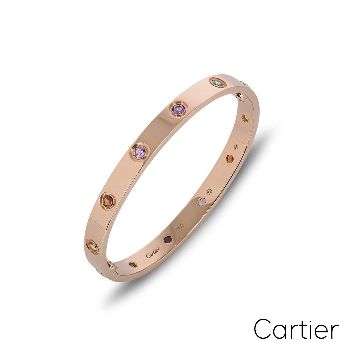 Cartier Rose Gold Coloured Stones Love Bracelet Size 17 B6036517 Cartier Rose Gold Coloured Stones Love Bracelet Size 17 B6036517